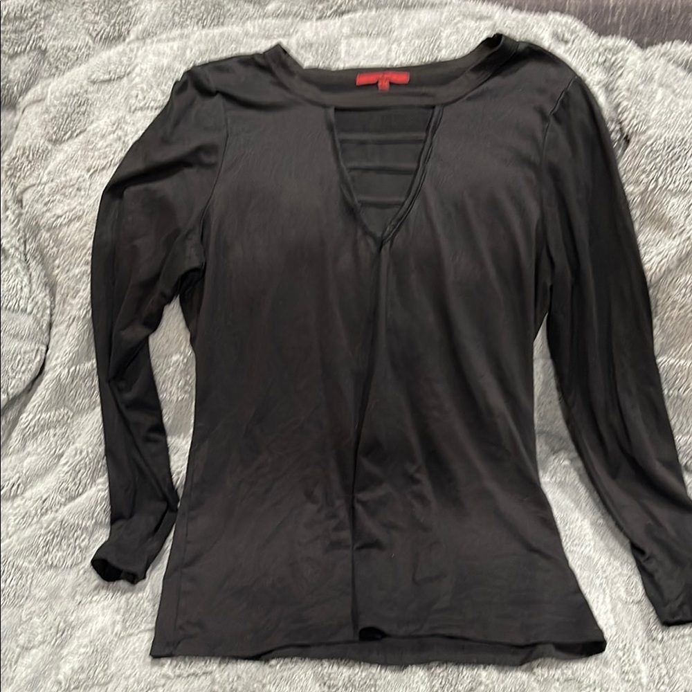 BKE Black Fitted Cut Out Blouse